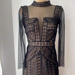 Tadashi Shoji black and cream dress